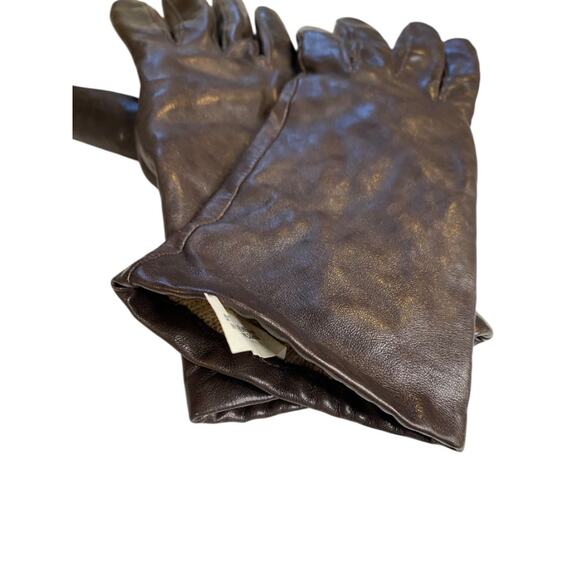 Size 7.5 Isotoner Vintage Womens Brown Leather Cashmere Lined Gloves - Picture 3 of 7